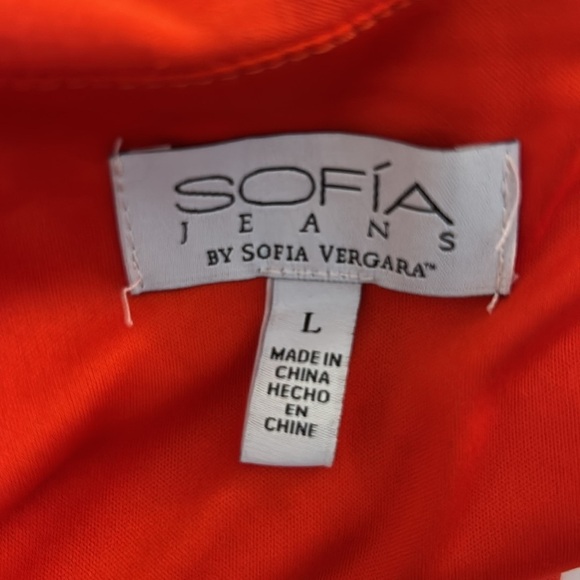 Sofia Vergara Orange Bodycon Ruched Summer Casual Midi Dress Size Large - Picture 6 of 7